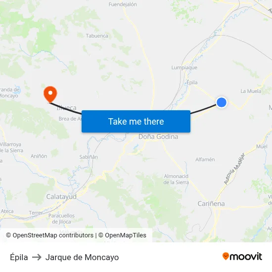 Épila to Jarque de Moncayo map