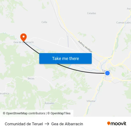 Comunidad de Teruel to Gea de Albarracín map