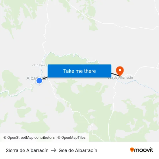 Sierra de Albarracín to Gea de Albarracín map