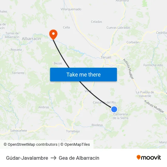 Gúdar-Javalambre to Gea de Albarracín map