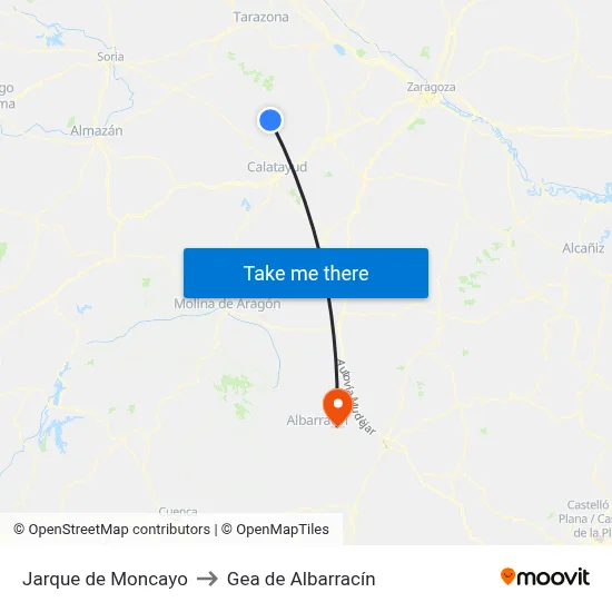 Jarque de Moncayo to Gea de Albarracín map