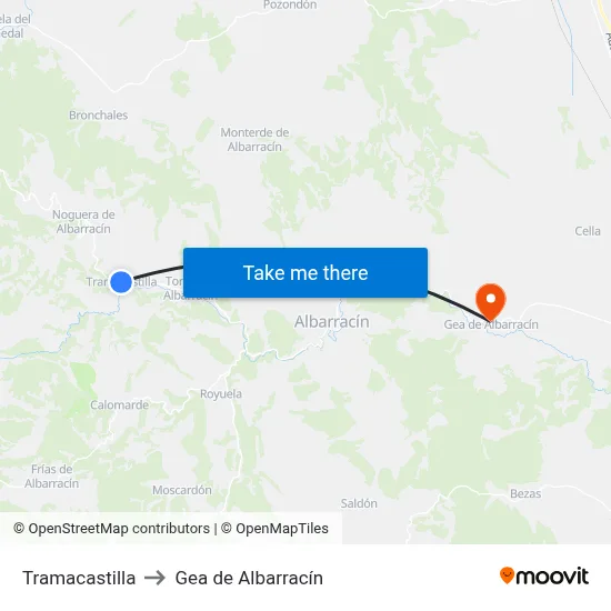 Tramacastilla to Gea de Albarracín map