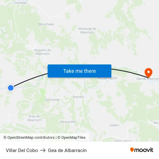 Villar Del Cobo to Gea de Albarracín map