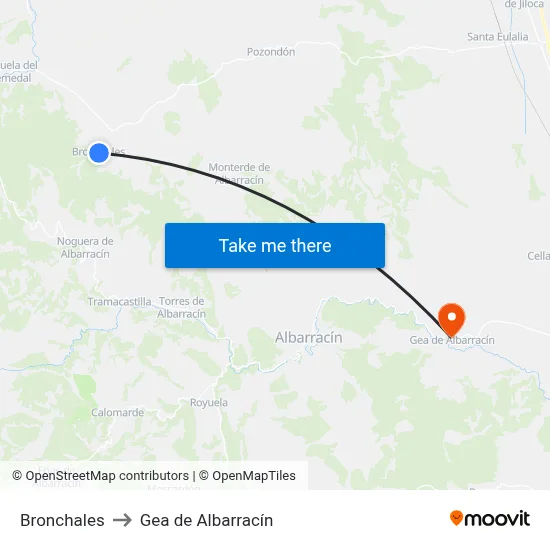 Bronchales to Gea de Albarracín map