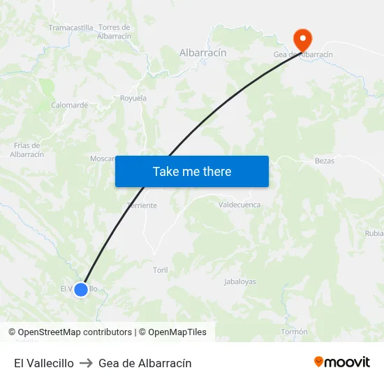 El Vallecillo to Gea de Albarracín map