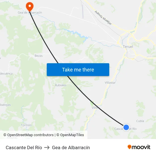 Cascante Del Río to Gea de Albarracín map
