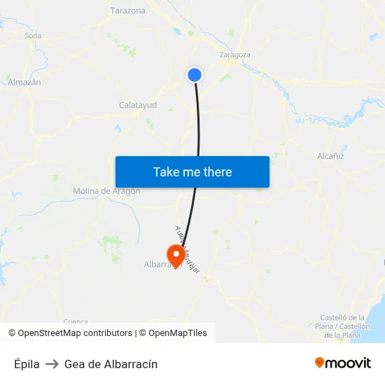 Épila to Gea de Albarracín map