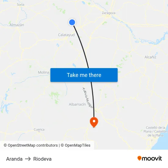 Aranda to Riodeva map