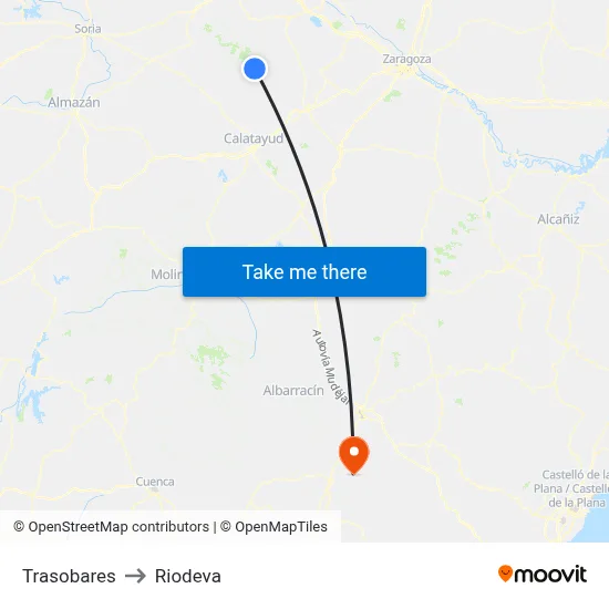 Trasobares to Riodeva map