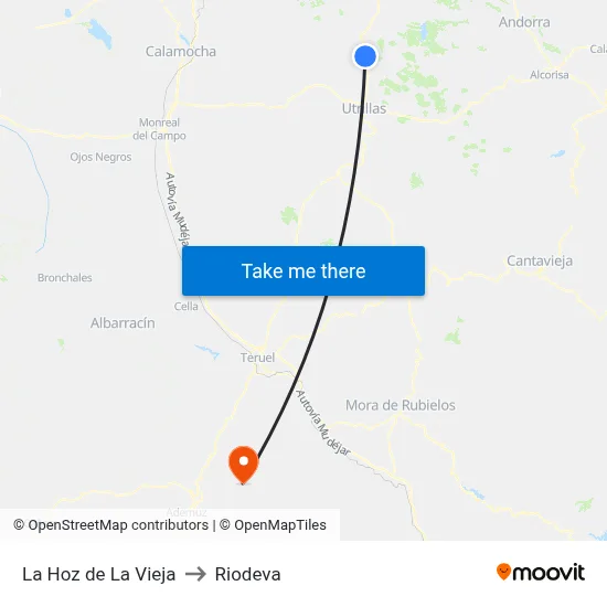 La Hoz de La Vieja to Riodeva map