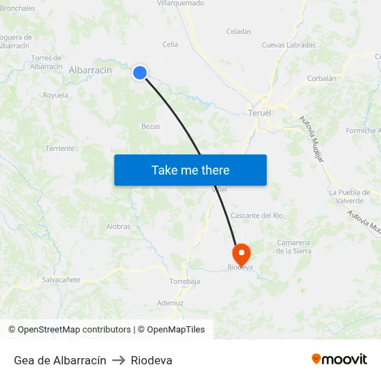Gea de Albarracín to Riodeva map