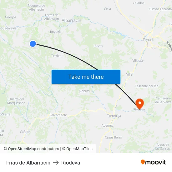 Frías de Albarracín to Riodeva map