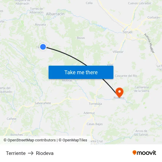 Terriente to Riodeva map