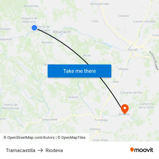 Tramacastilla to Riodeva map