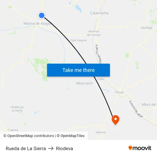 Rueda de La Sierra to Riodeva map