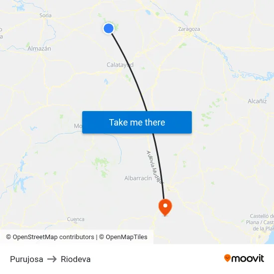 Purujosa to Riodeva map