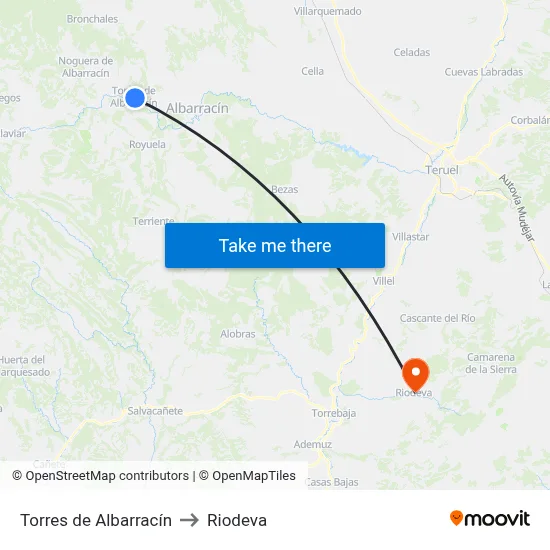 Torres de Albarracín to Riodeva map