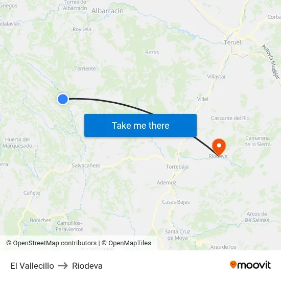 El Vallecillo to Riodeva map