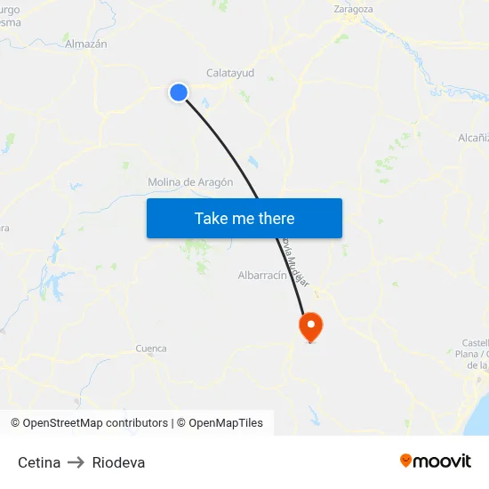 Cetina to Riodeva map