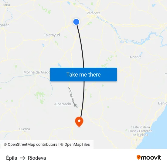 Épila to Riodeva map