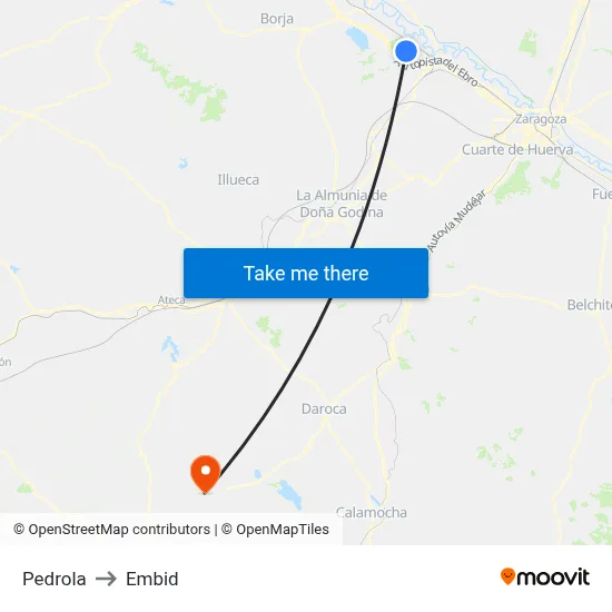 Pedrola to Embid map