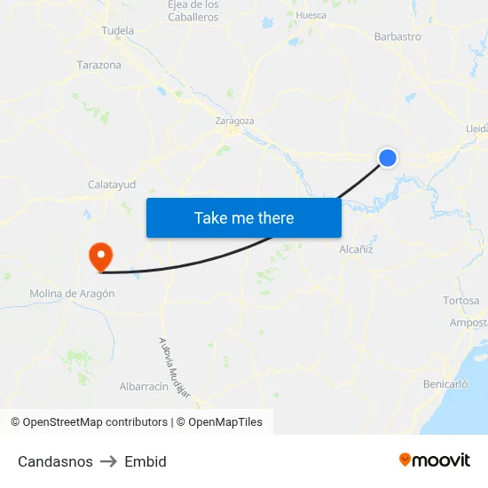 Candasnos to Embid map