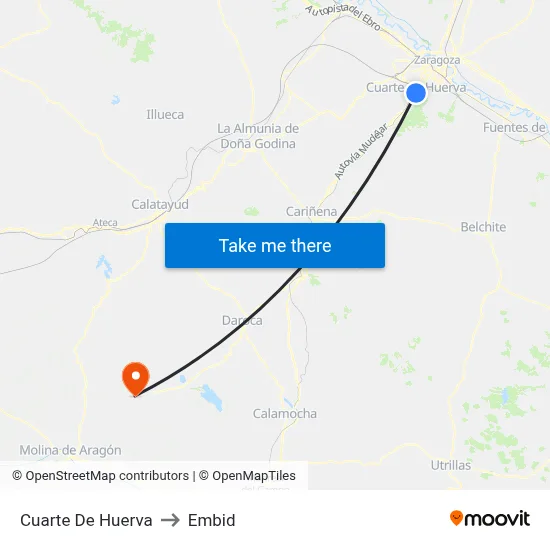 Cuarte De Huerva to Embid map
