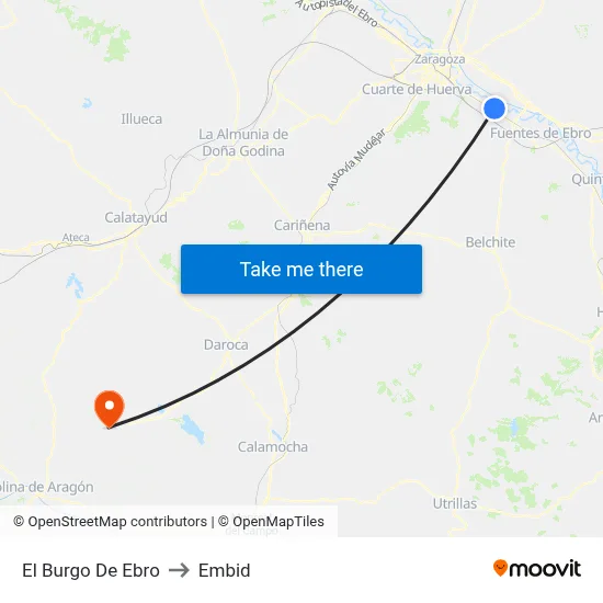 El Burgo De Ebro to Embid map