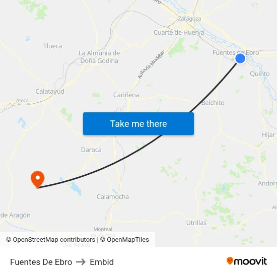 Fuentes De Ebro to Embid map