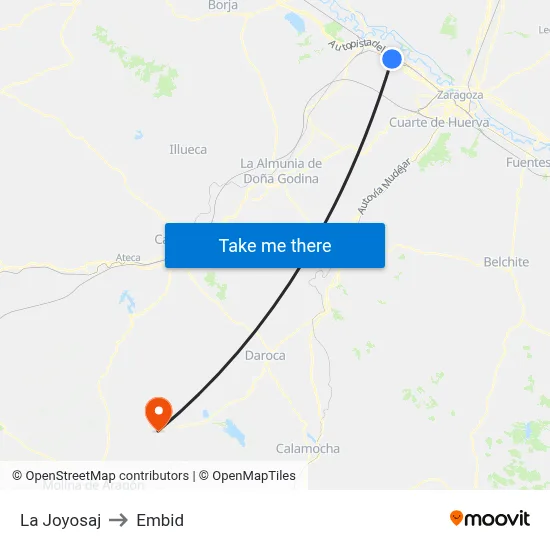 La Joyosaj to Embid map