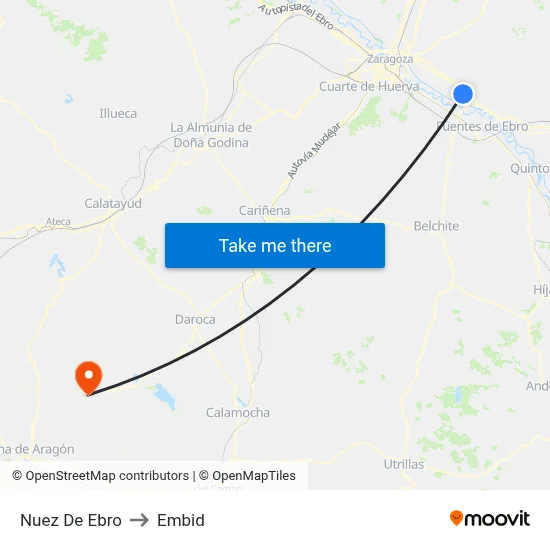 Nuez De Ebro to Embid map