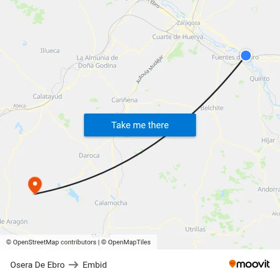 Osera De Ebro to Embid map