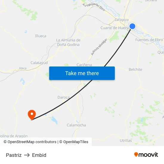 Pastriz to Embid map