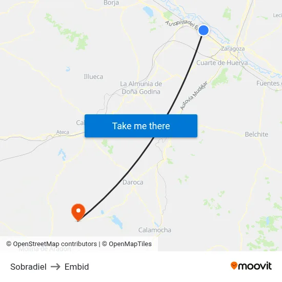 Sobradiel to Embid map