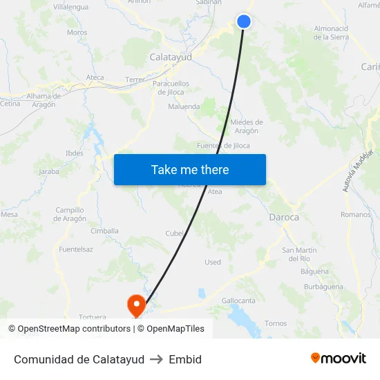 Comunidad de Calatayud to Embid map