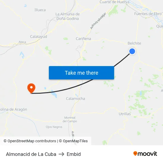 Almonacid de La Cuba to Embid map