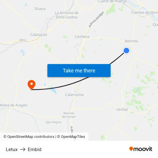 Letux to Embid map