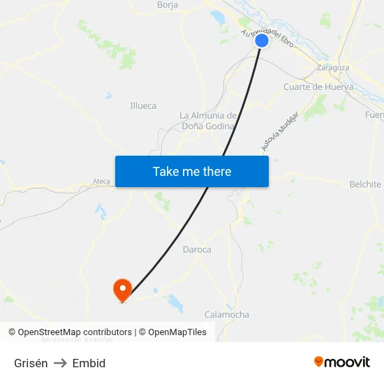 Grisén to Embid map