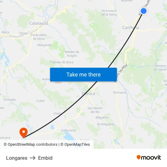 Longares to Embid map