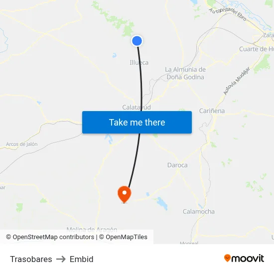 Trasobares to Embid map
