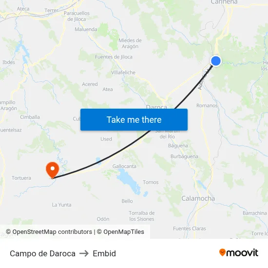 Campo de Daroca to Embid map