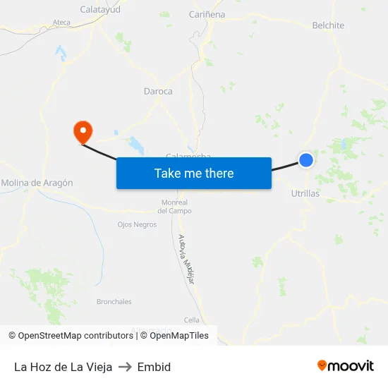 La Hoz de La Vieja to Embid map
