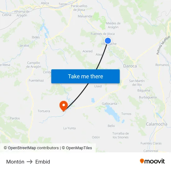 Montón to Embid map
