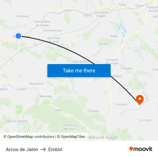 Arcos de Jalón to Embid map