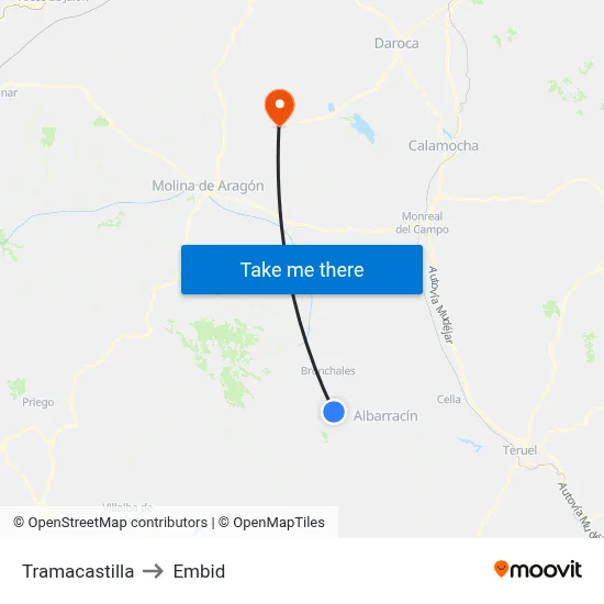 Tramacastilla to Embid map