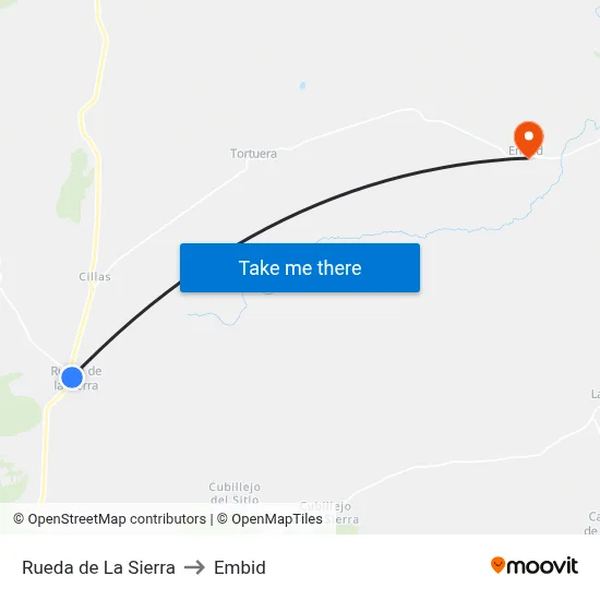 Rueda de La Sierra to Embid map