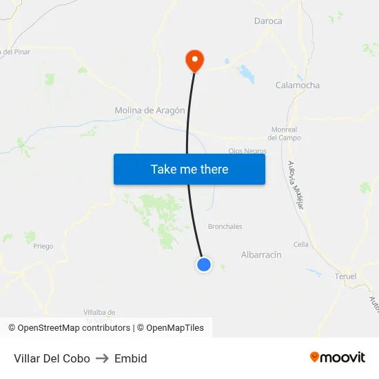 Villar Del Cobo to Embid map