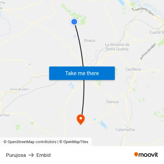 Purujosa to Embid map