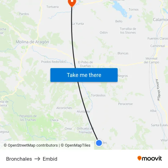 Bronchales to Embid map