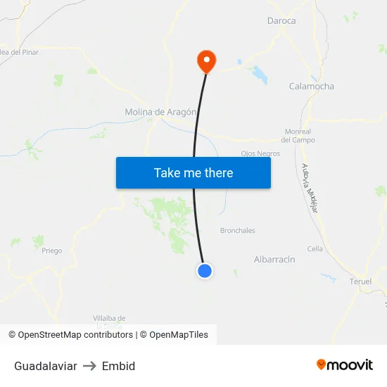 Guadalaviar to Embid map